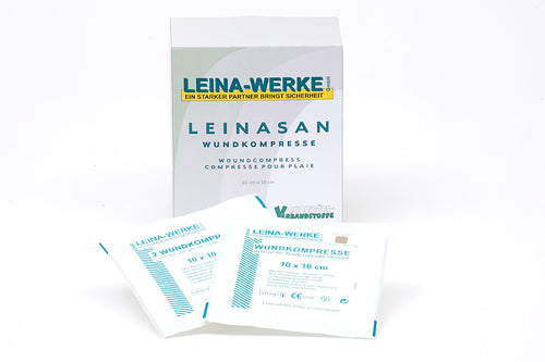 5x5 cm Leinasan Wundkompresse, Vlies, einzeln