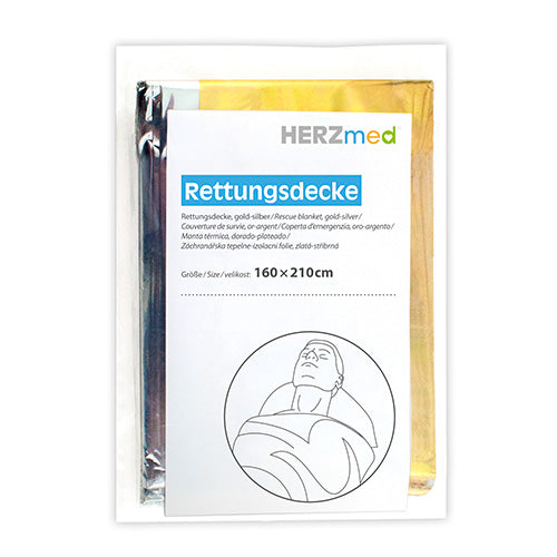 HERZmed Rettungsdecke gold/silber 210 x160 cm