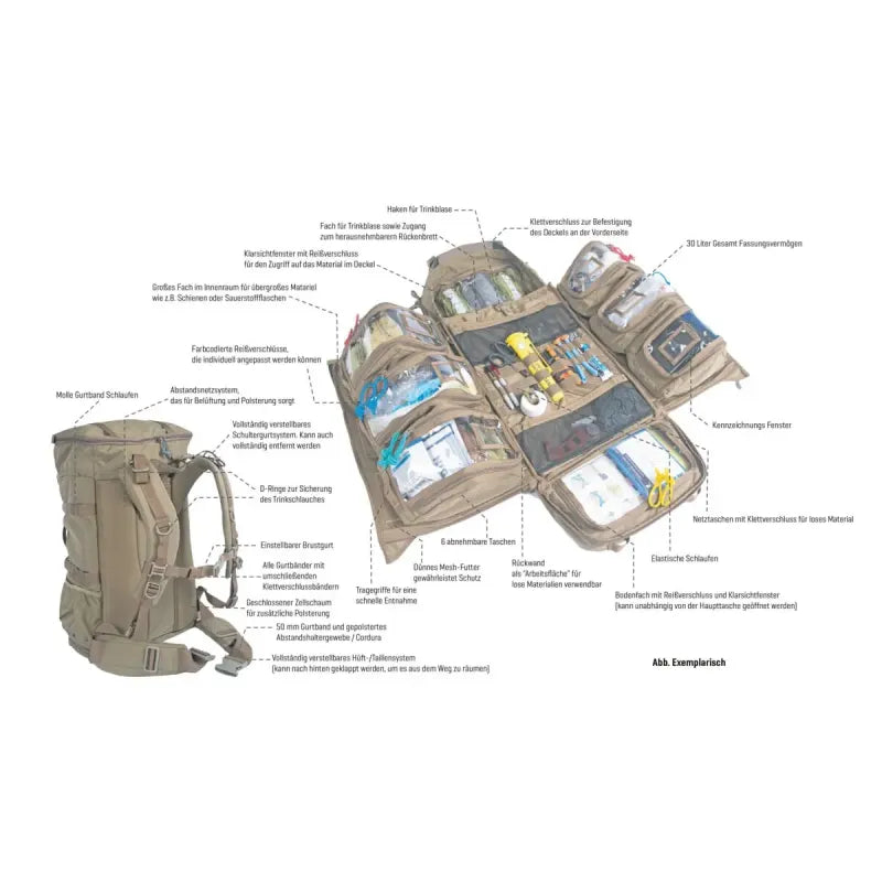 Prometheus Lacuna Medical Bergan Notfallrucksack - L, Schwarz