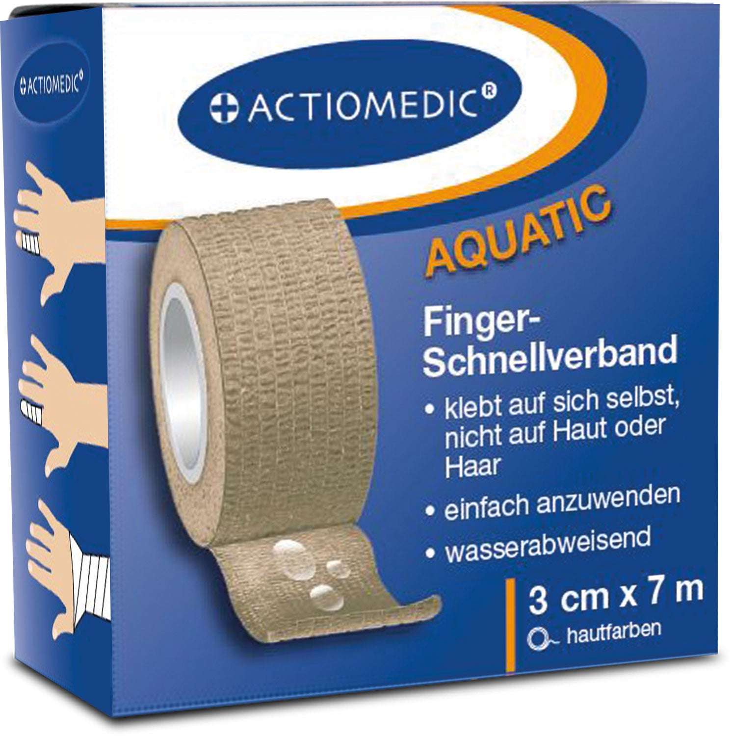 Schnellverband AQUATIC hautfarben 3 cm x 7 m